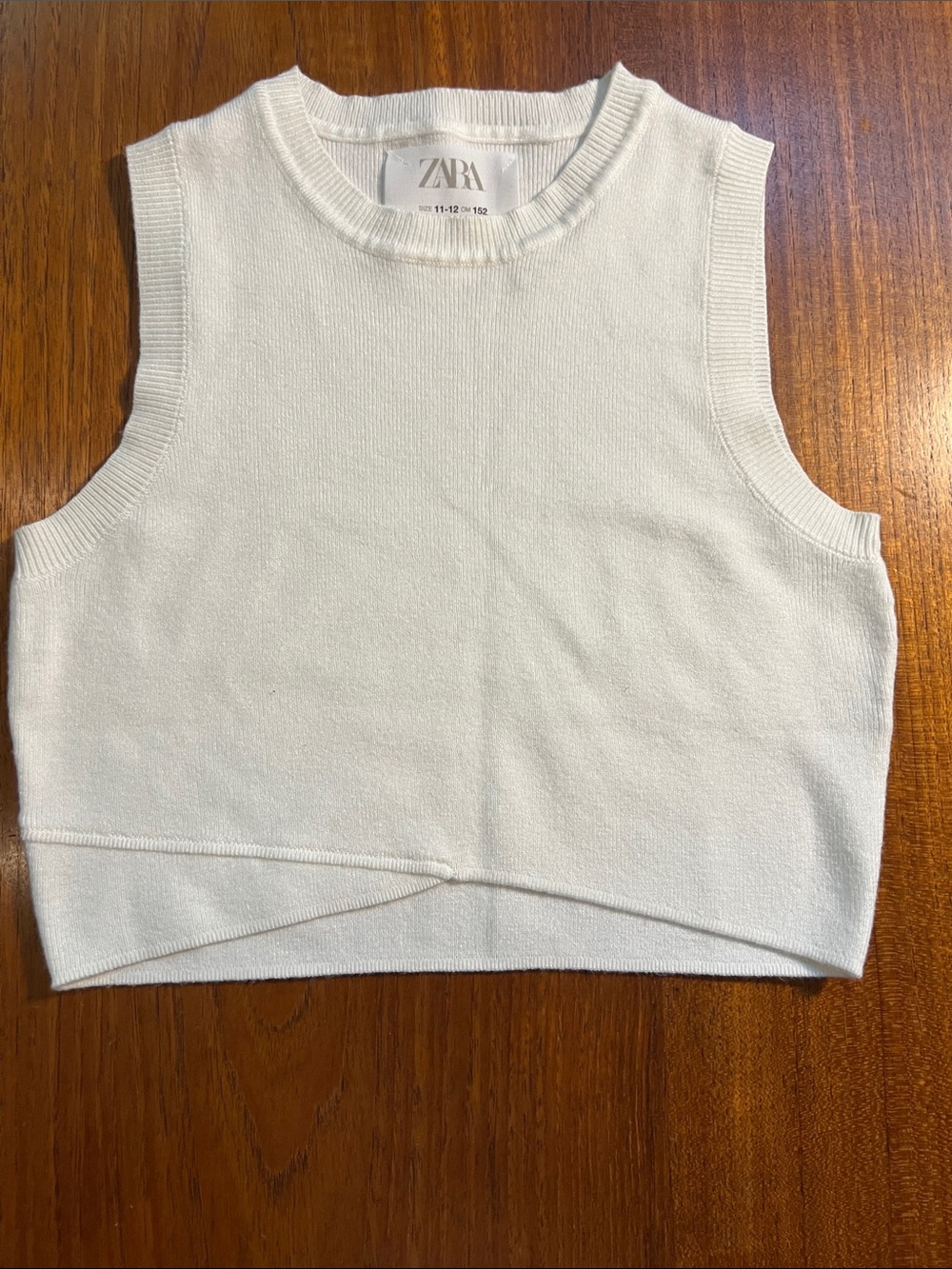 Zara White Cropped Knit Sleeveless Tank NWOT